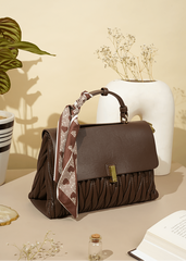 Gianna Coffee Brown Ruched Handbag