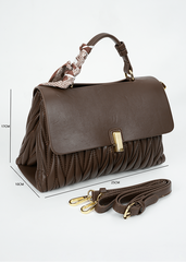 Gianna Coffee Brown Ruched Handbag