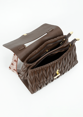 Gianna Coffee Brown Ruched Handbag