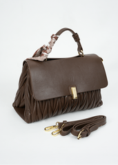Gianna Coffee Brown Ruched Handbag
