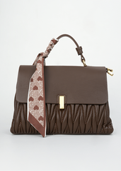 Gianna Coffee Brown Ruched Handbag