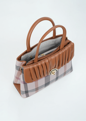 Elfriede Brown Plaid Design Handbag
