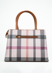 Elfriede Brown Plaid Design Handbag