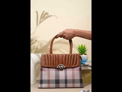 Elfriede Brown Plaid Design Handbag